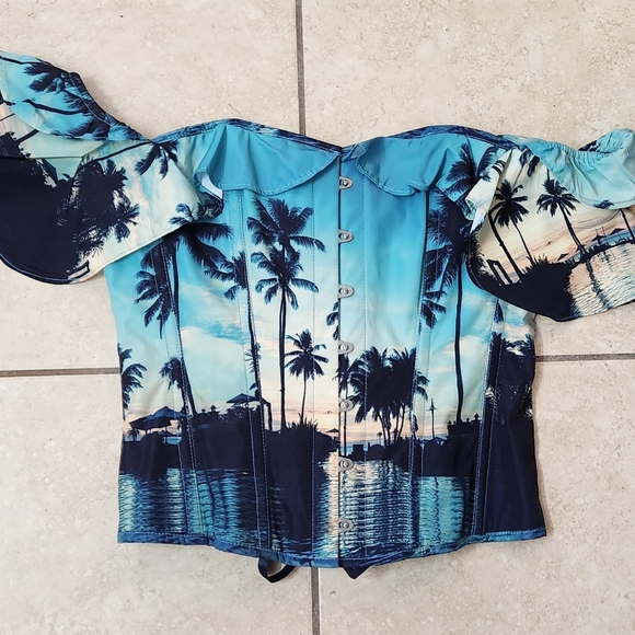 Corset story tropical corset with sleeves size uk18 - Picture 1 of 5
